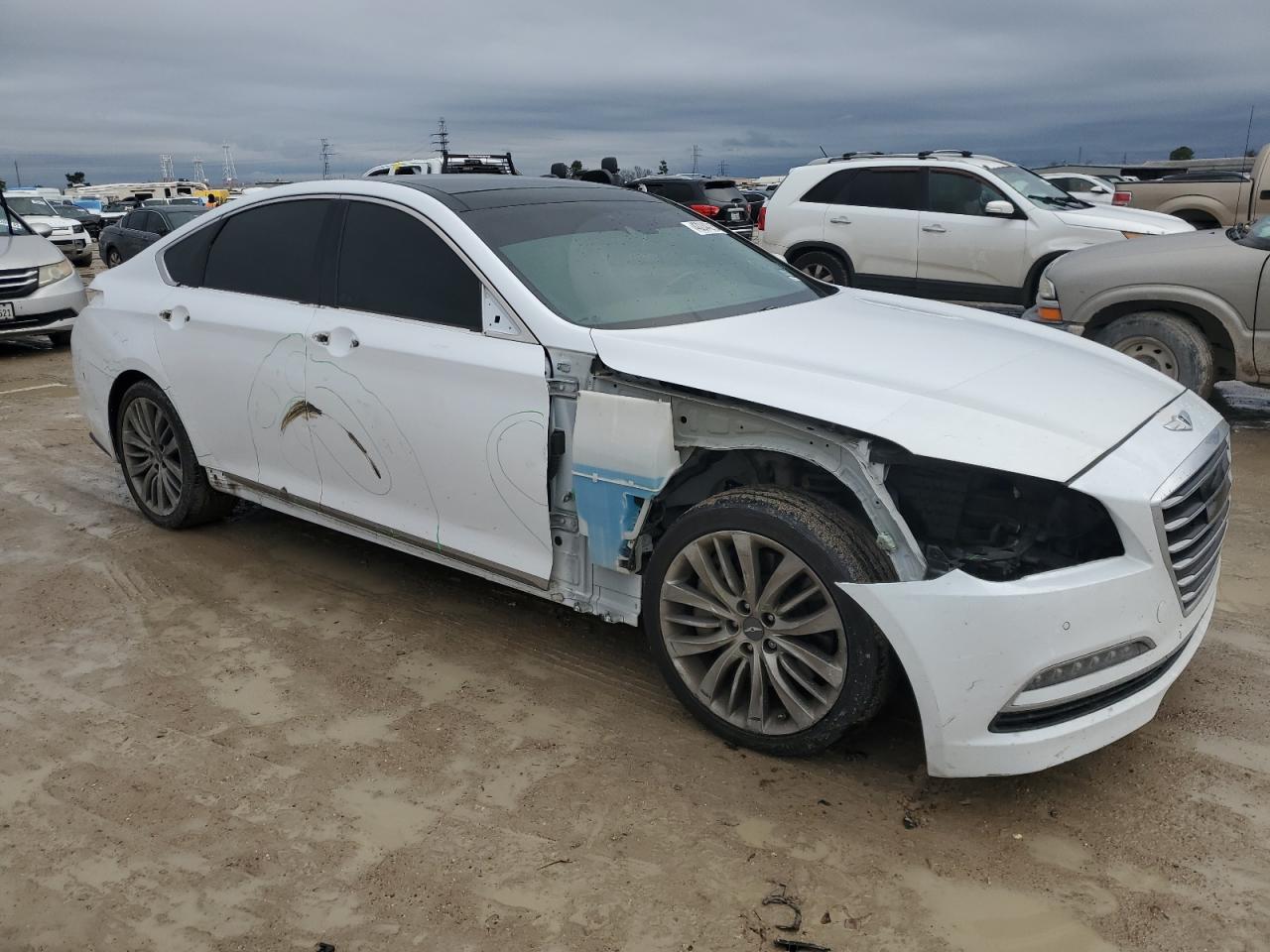 2015 Hyundai Genesis VIN KMHGN4JF6FU074319 Copart auction photo, all over damage thumbnail 4