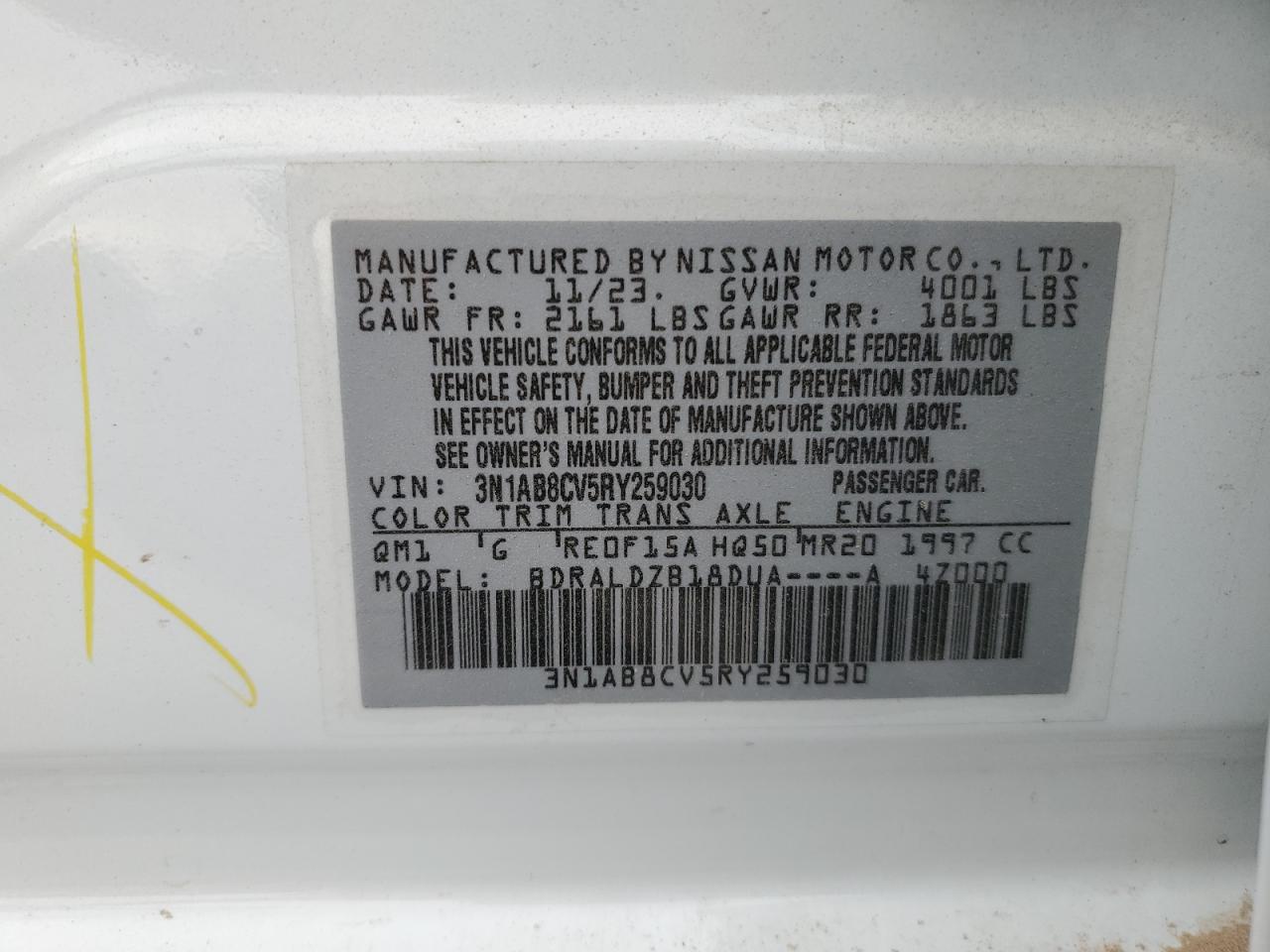 2024 Nissan Sentra VIN 3N1AB8CV5RY259030 Copart auction photo, rear end / front end damage thumbnail 14