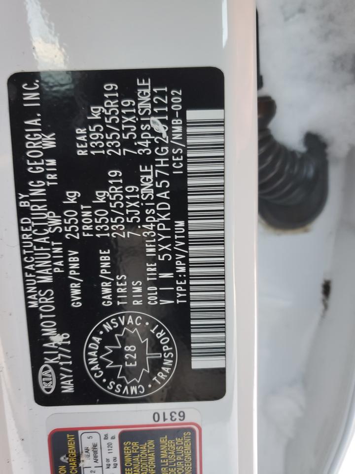 2017 KIA Sorento VIN 5XYPKDA57HG201121 Copart auction photo, side / undercarriage damage thumbnail 13