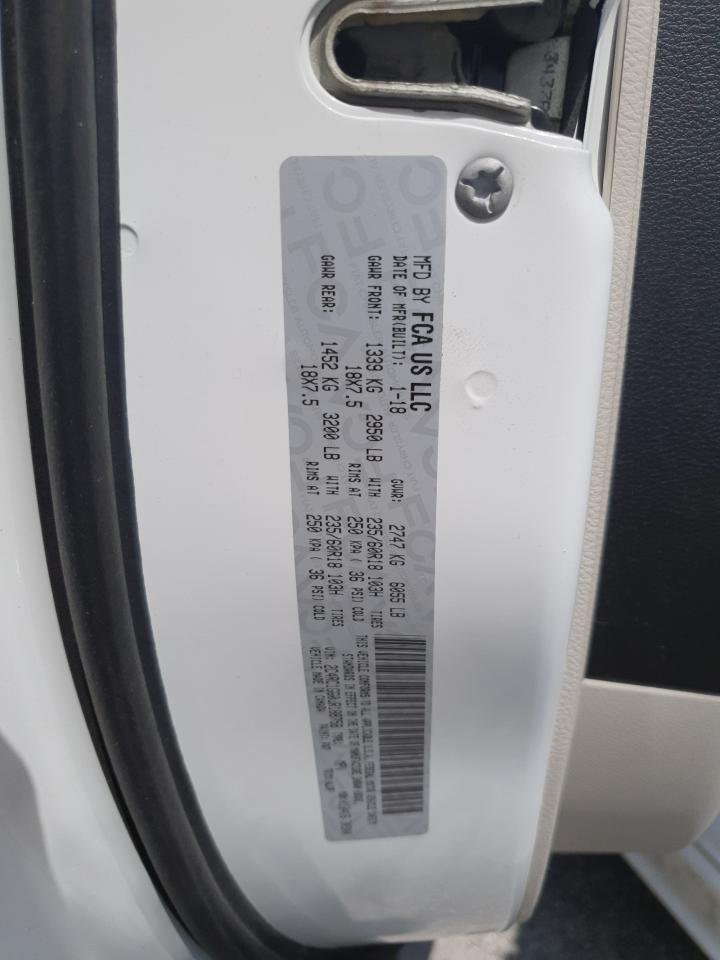2018 Chrysler Pacifica VIN 2C4RC1GG0JR188758 Copart auction photo, water/flood damage thumbnail 13