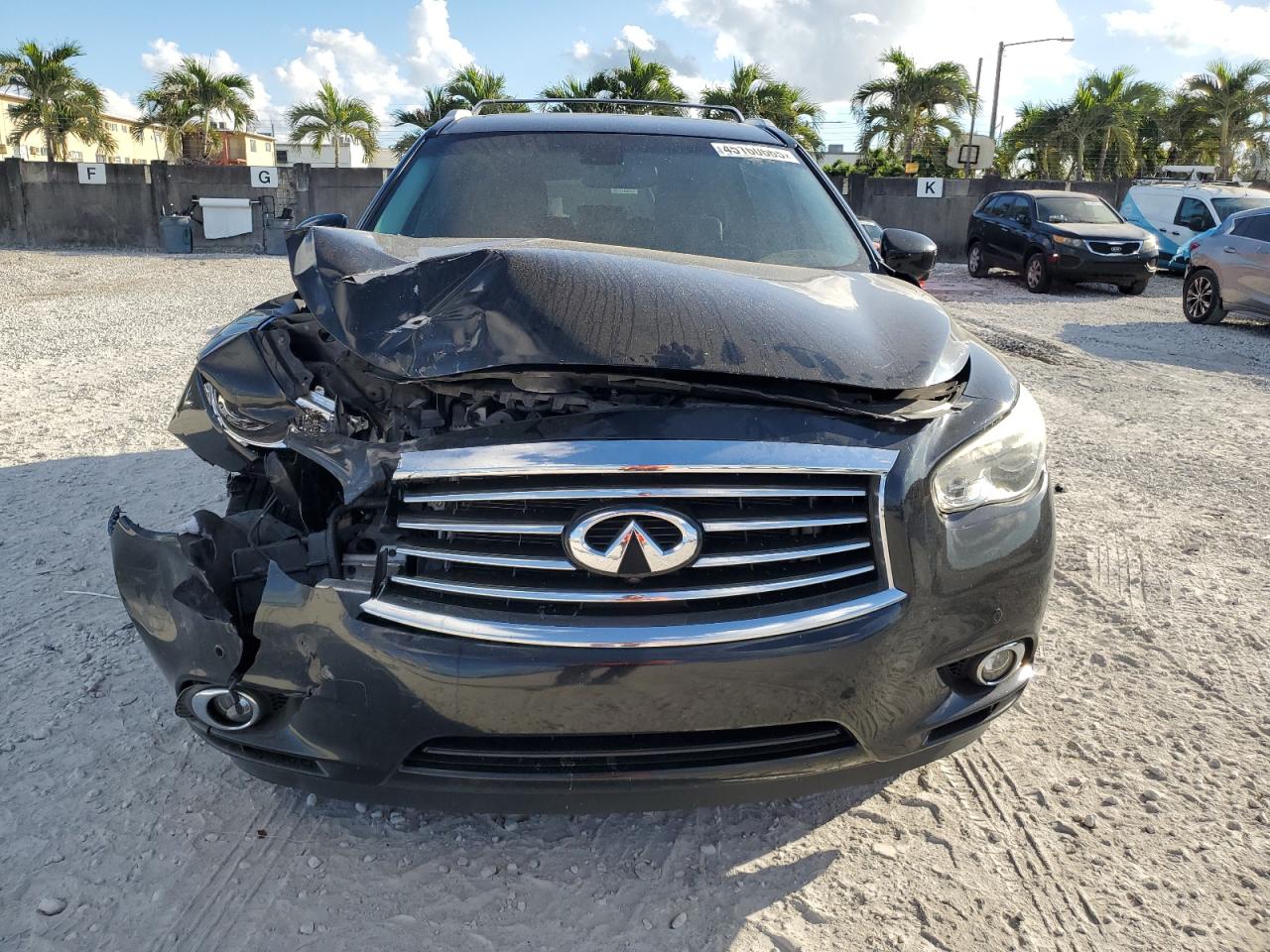 2014 Infiniti QX60 VIN 5N1AL0MNXEC552365 Copart auction photo, front end damage thumbnail 5