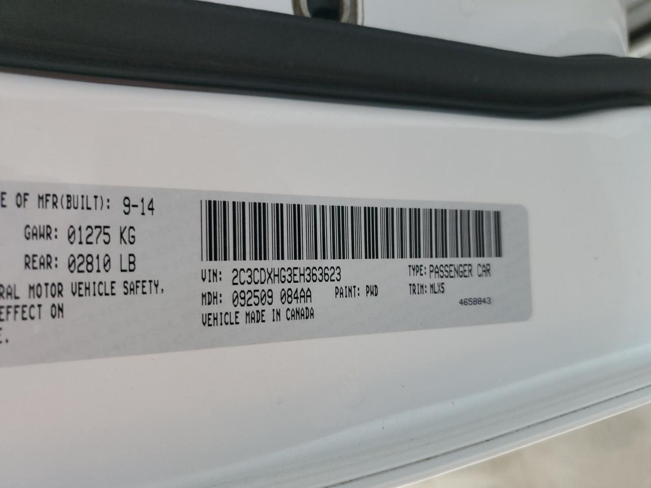 2014 Dodge Charger VIN 2C3CDXHG3EH363623 Copart auction photo, front end damage thumbnail 13