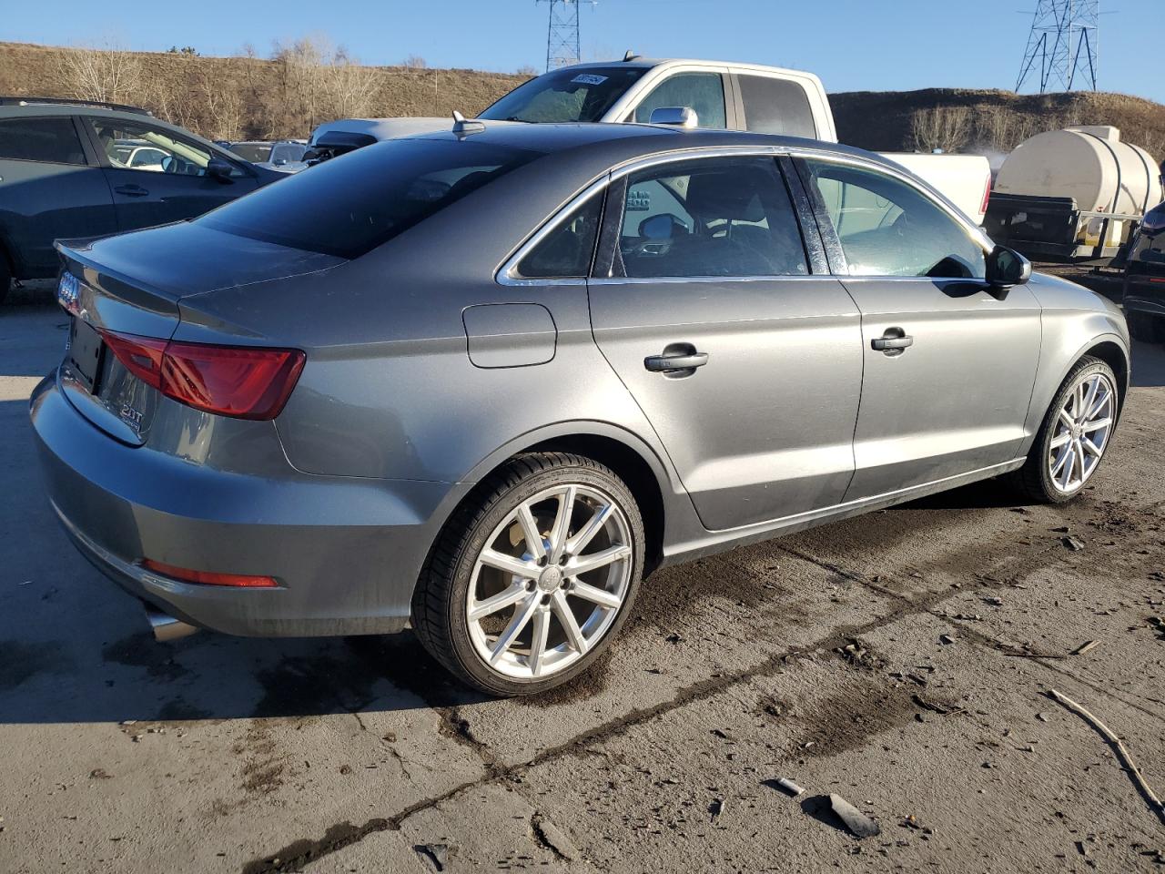2015 Audi A3 VIN WAUEFGFF9F1135065 Copart auction photo, side / front end damage thumbnail 3