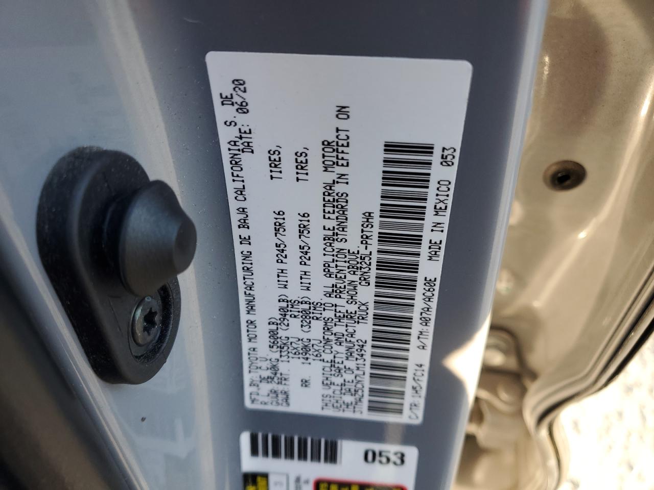 2020 Toyota Tacoma VIN 3TMAZ5CN7LM134942 Copart auction photo, all over damage thumbnail 12