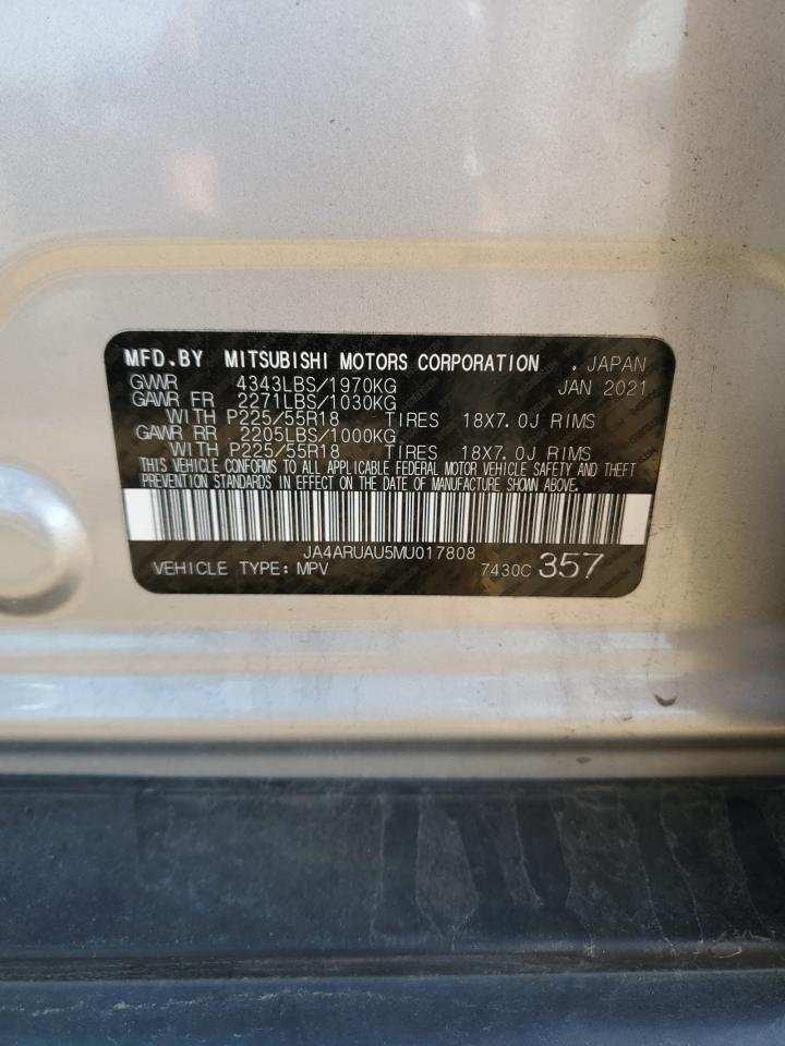 2021 Mitsubishi Outlander VIN JA4ARUAU5MU017808 Copart auction photo, front end damage thumbnail 12