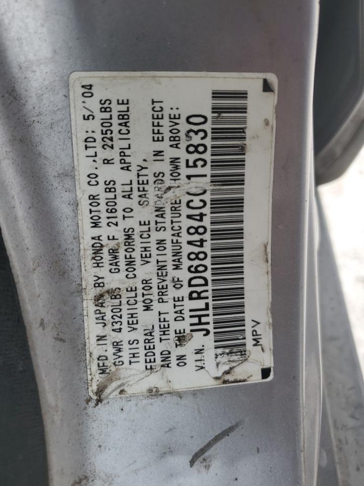 2004 Honda CR-V VIN JHLRD68484C015830 Copart auction photo, rear end / minor dent/scratches damage thumbnail 13