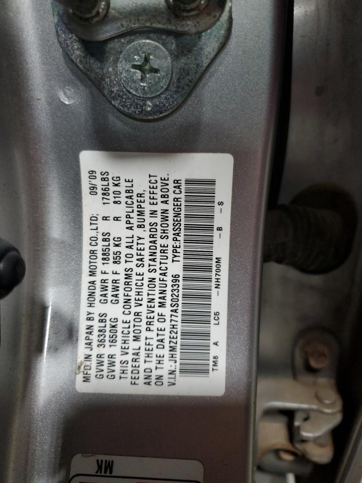 2010 Honda Insight VIN JHMZE2H77AS023396 Copart auction photo, front end / side damage thumbnail 13