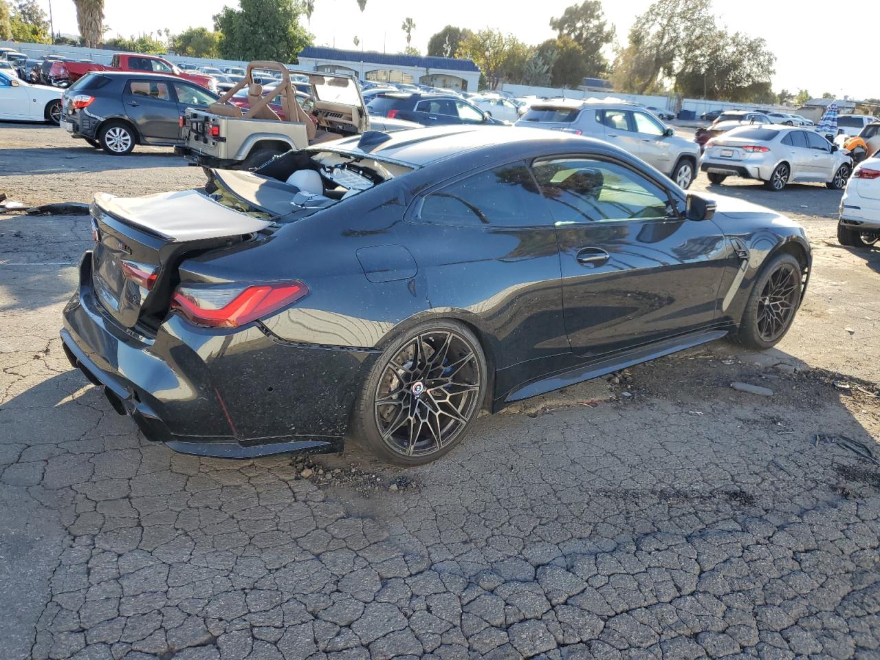 2023 BMW M4 VIN WBS33AZ09PCM29443 Copart auction photo, all over / undercarriage damage thumbnail 3