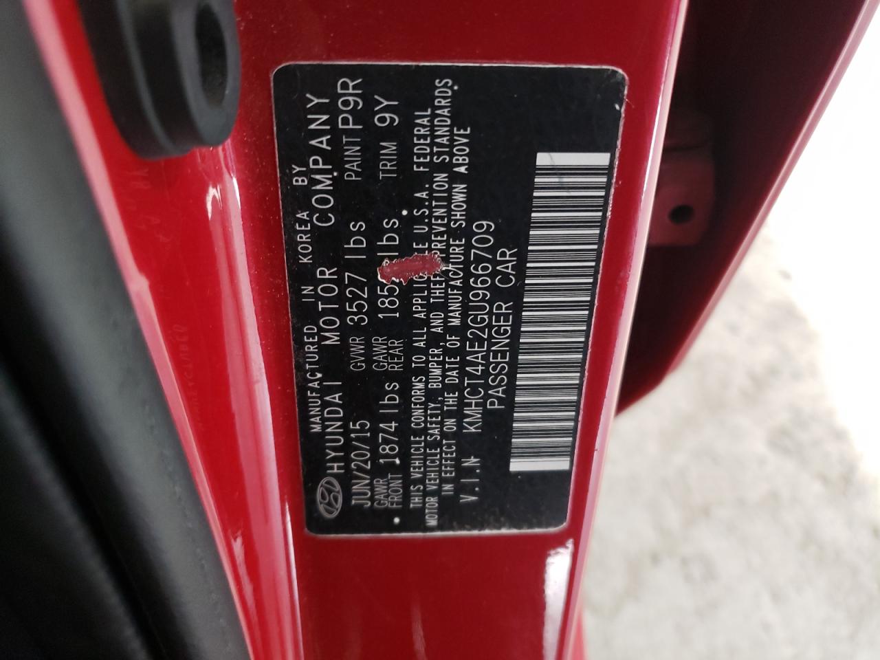 2016 Hyundai Accent VIN KMHCT4AE2GU966709 Copart auction photo, front end damage thumbnail 12