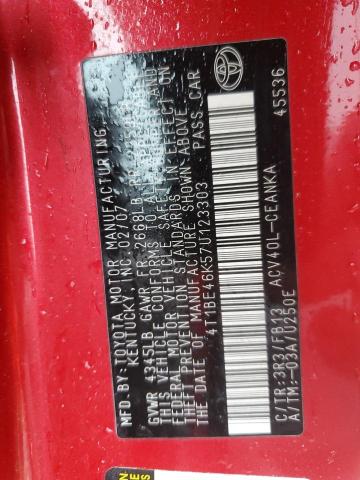 2007 Toyota Camry VIN 4T1BE46K57U123303 Copart auction photo, side damage thumbnail 12