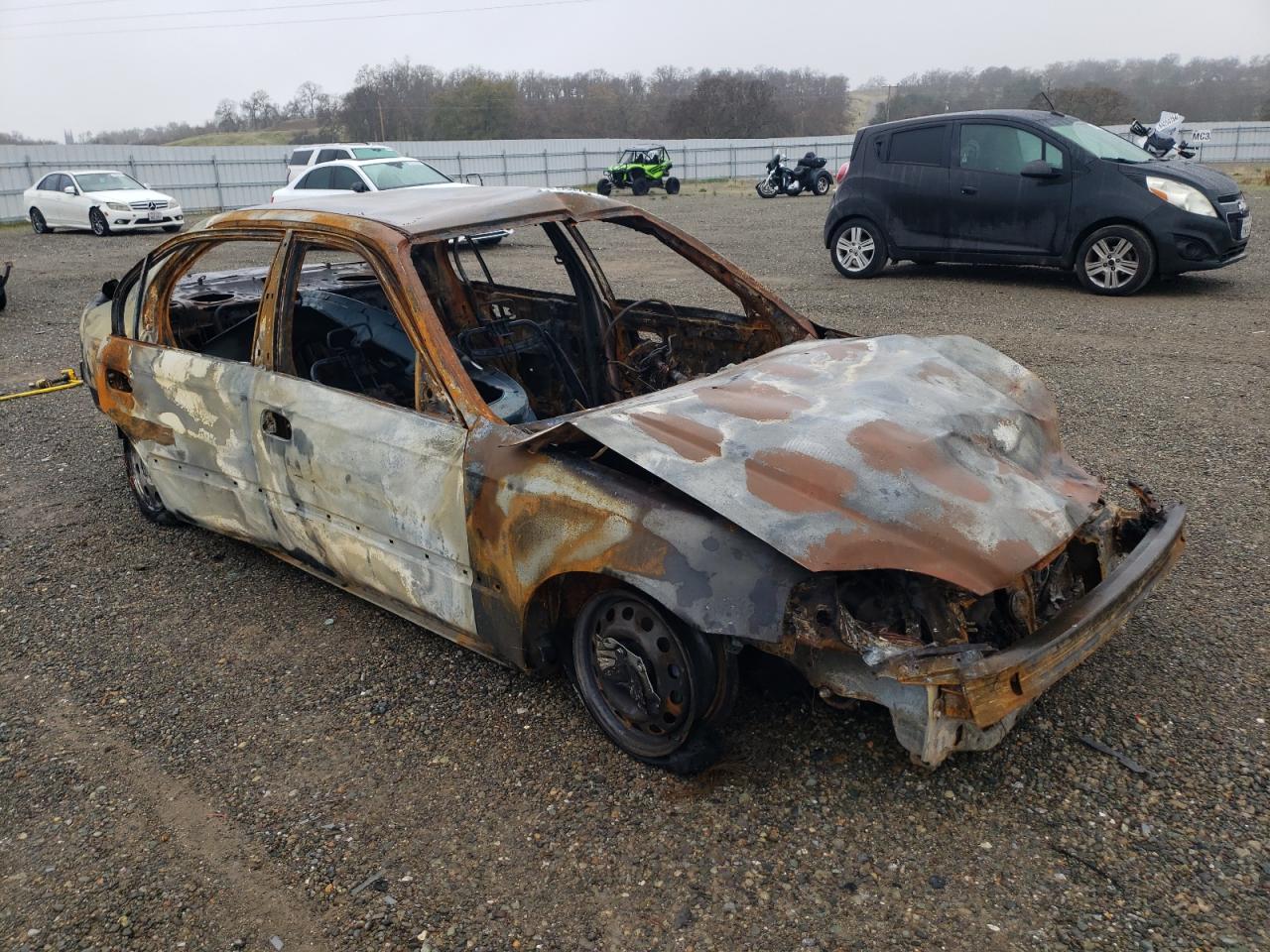2000 Honda Civic VIN 2HGEJ6671YH581298 Copart auction photo, burn / missing/altered vin damage thumbnail 4