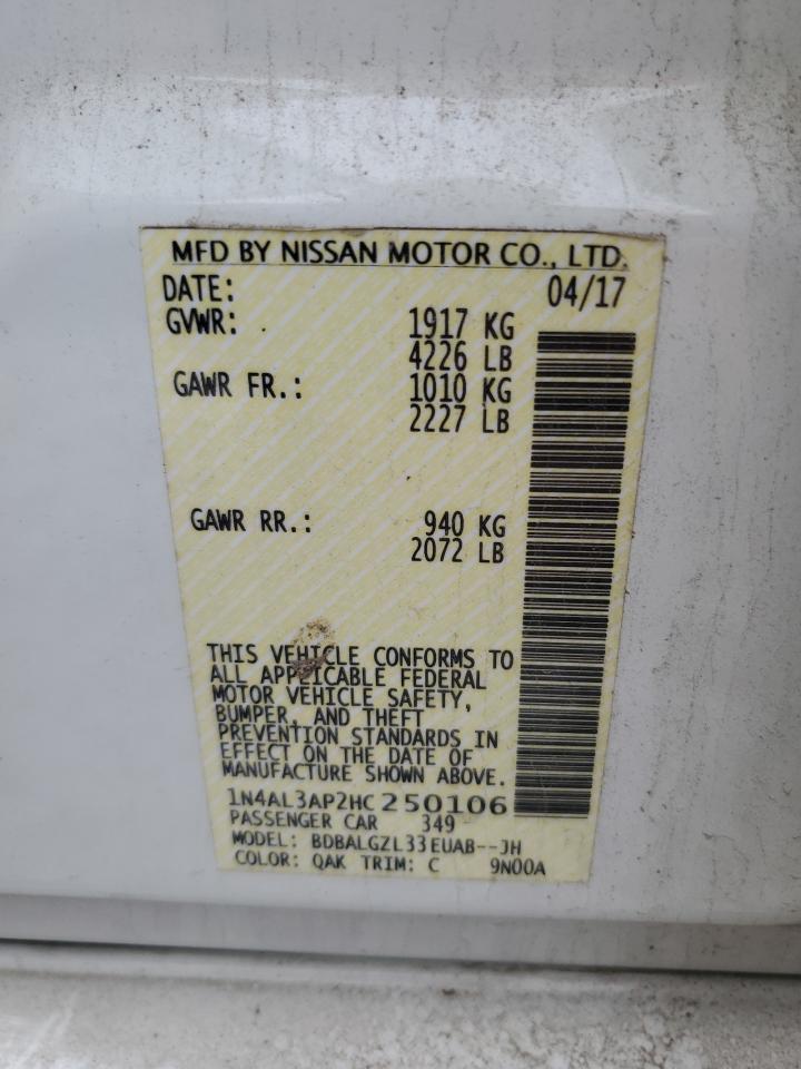 2017 Nissan Altima VIN 1N4AL3AP2HC250106 Copart auction photo, front end damage thumbnail 12