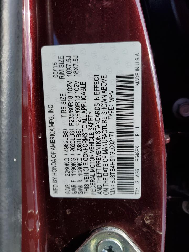 2016 Acura RDX VIN 5J8TB4H51GL002171 Copart auction photo, rear end damage thumbnail 15
