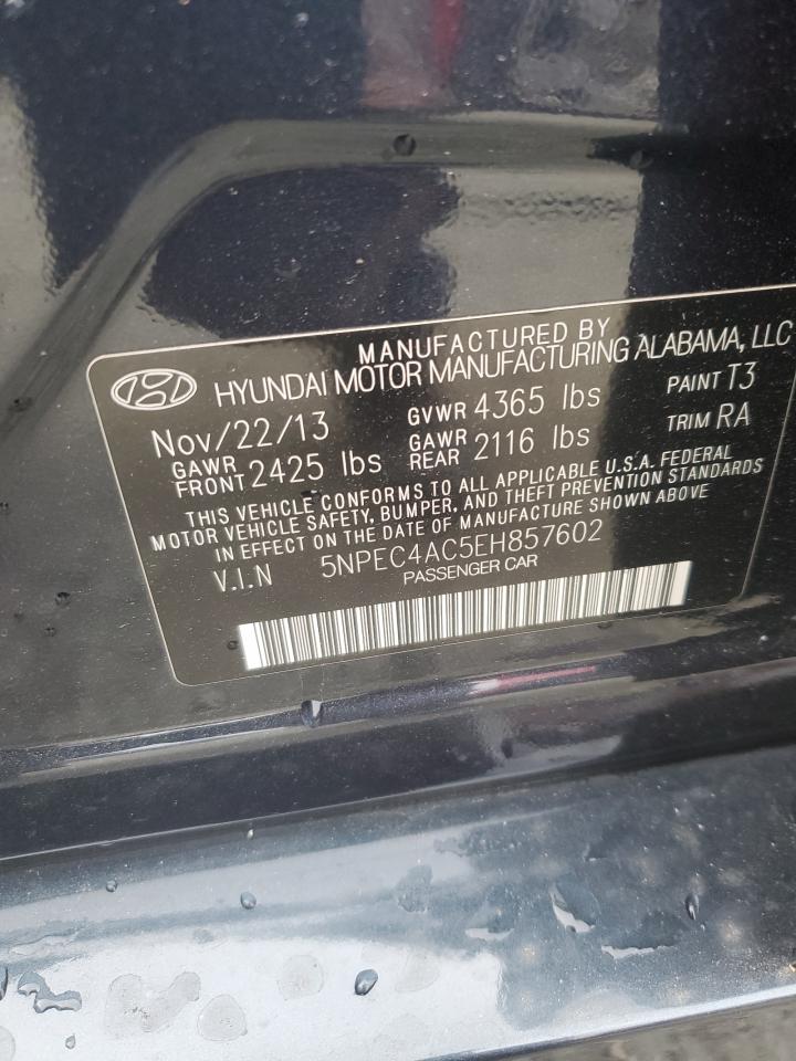 2014 Hyundai Sonata VIN 5NPEC4AC5EH857602 Copart auction photo, front end damage thumbnail 12