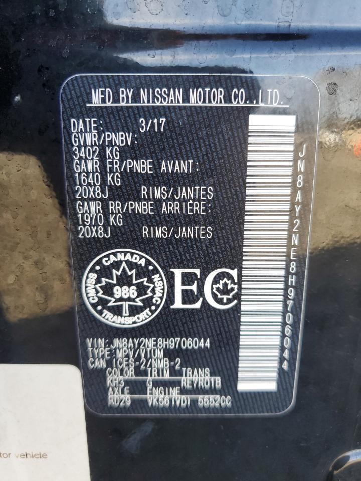 2017 Nissan Armada VIN JN8AY2NE8H9706044 Copart auction photo, front end damage thumbnail 13