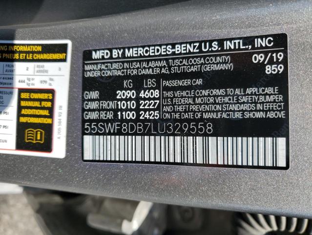 2020 Mercedes-Benz C-klasse VIN 55SWF8DB7LU329558 Copart auction photo, front end damage thumbnail 12