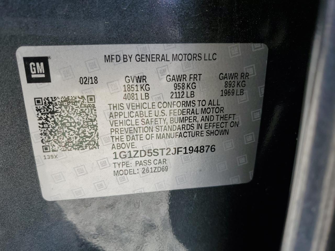 2018 Chevrolet Malibu VIN 1G1ZD5ST2JF194876 Copart auction photo, undercarriage / front end damage thumbnail 14