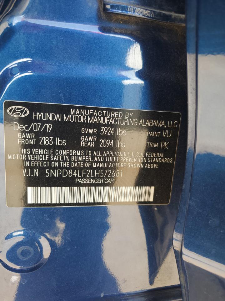 2020 Hyundai Elantra VIN 5NPD84LF2LH572681 Copart auction photo, rear end damage thumbnail 14
