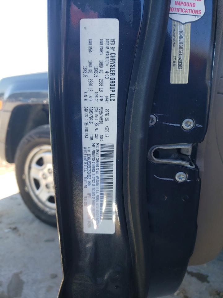 2014 Jeep Liberty (Patriot) VIN 1C4NJRBB5ED520362 Copart auction photo, rear end / side damage thumbnail 12