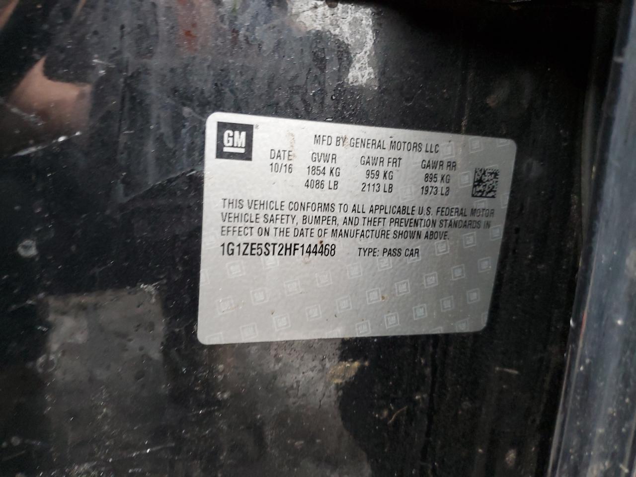 2017 Chevrolet Malibu VIN 1G1ZE5ST2HF144468 Copart auction photo, rollover damage thumbnail 13