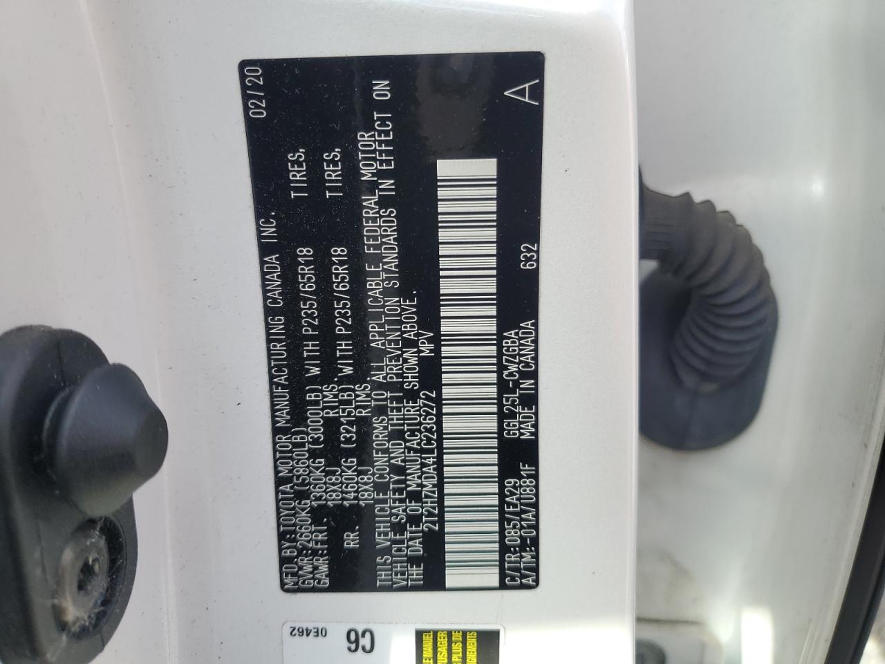 2020 Lexus RX VIN 2T2HZMDA4LC236272 Copart auction photo, front end damage thumbnail 14