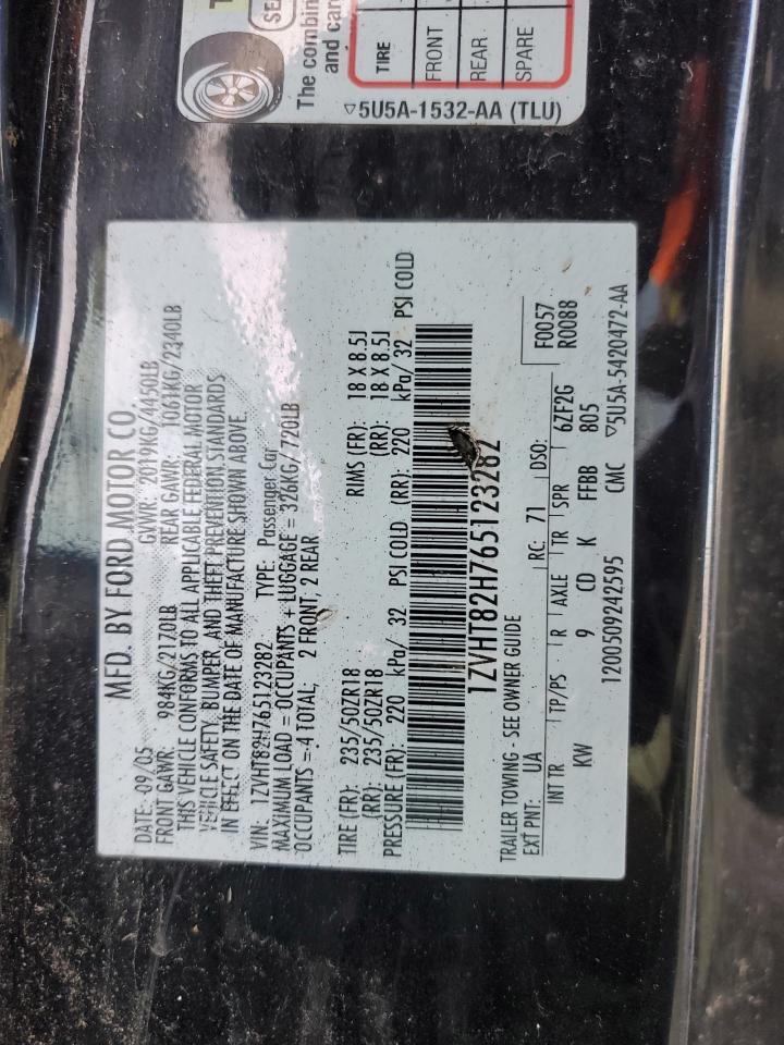 2006 Ford Mustang VIN 1ZVHT82H765123282 Copart auction photo, side / rear end damage thumbnail 12