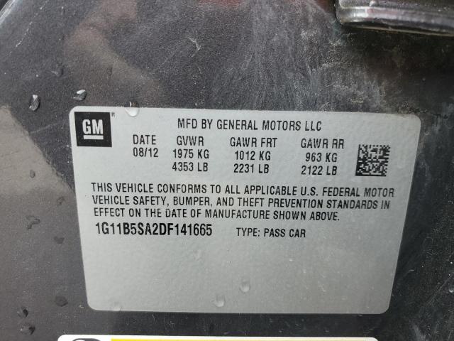 2013 Chevrolet Malibu VIN 1G11B5SA2DF141665 Copart auction photo, hail damage thumbnail 12