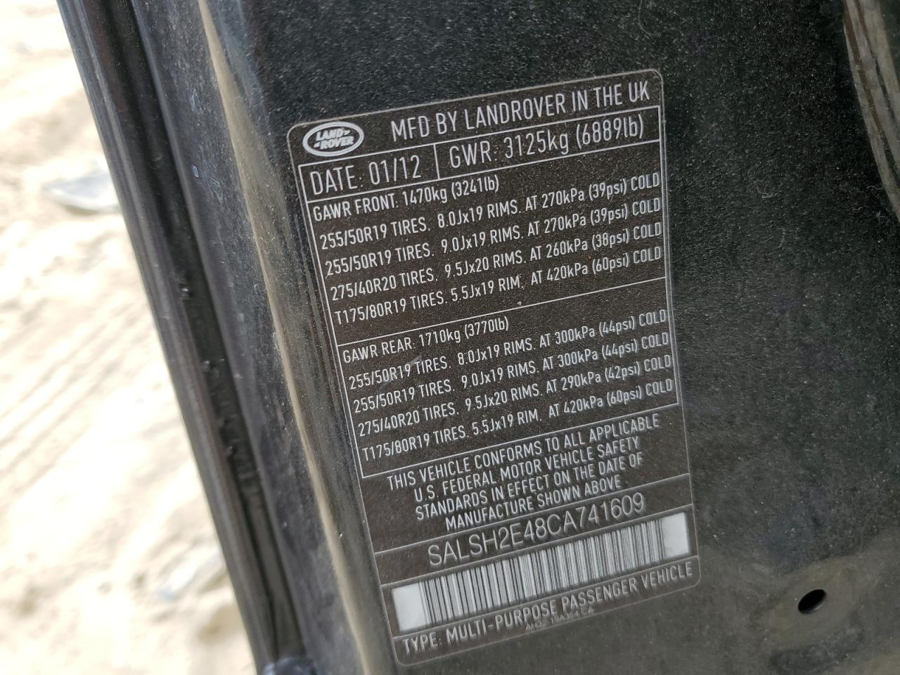 2012 Land Rover Range Rover VIN SALSH2E48CA741609 Copart auction photo, undercarriage / minor dent/scratches damage thumbnail 15