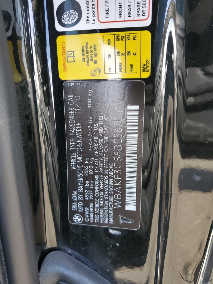 2011 BMW 3er VIN WBAKF3C58BE567351 Copart auction photo, undercarriage damage thumbnail 12