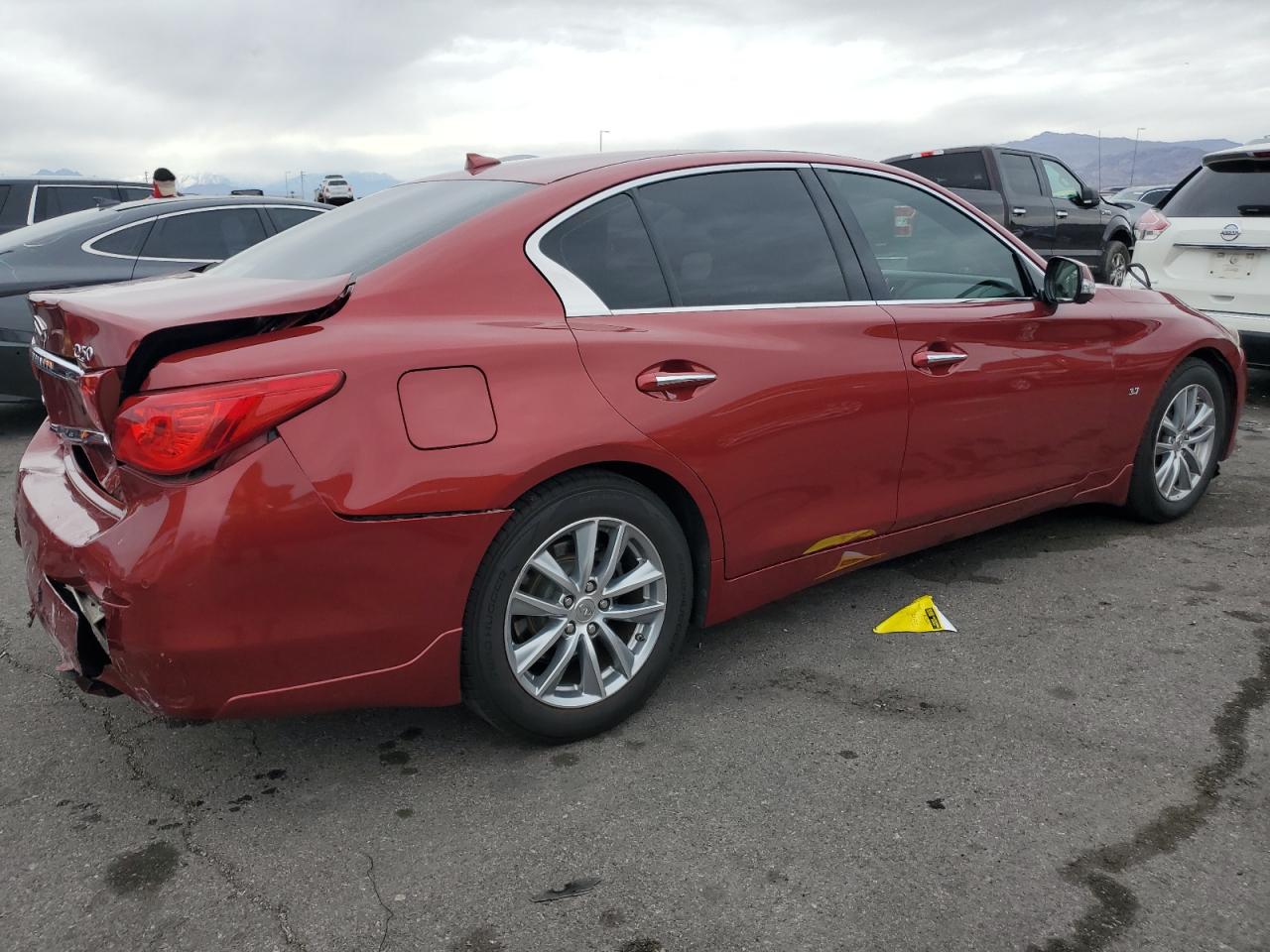 2014 Infiniti Q50 VIN JN1BV7AR0EM686351 Copart auction photo, rear end / front end damage thumbnail 3