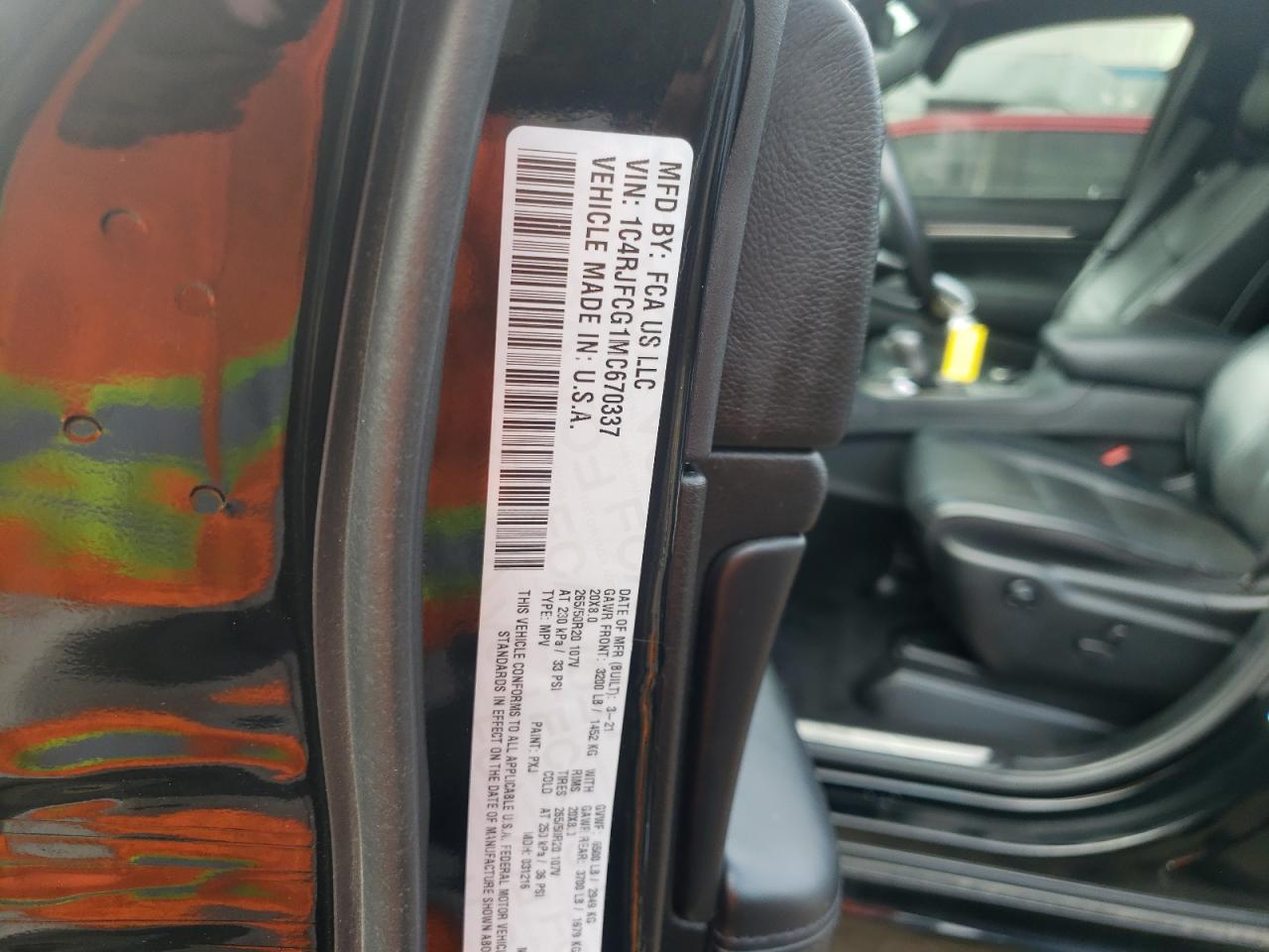 2021 Jeep Grand Cherokee VIN 1C4RJFCG1MC670337 Copart auction photo, side damage thumbnail 13