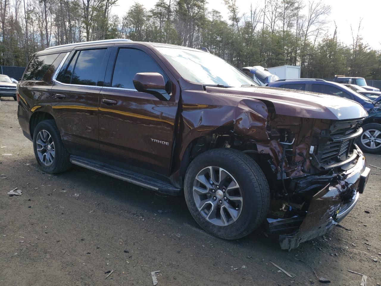 2023 Chevrolet Tahoe VIN 1GNSKNKD0PR196907 Copart auction photo, front end / side damage thumbnail 4