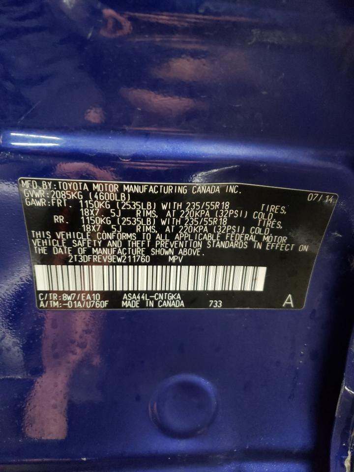 2014 Toyota RAV 4 VIN 2T3DFREV9EW211760 Copart auction photo, side damage thumbnail 12