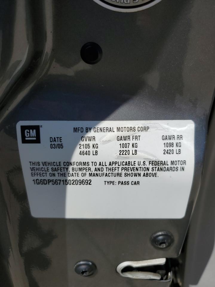 2005 Cadillac CTS VIN 1G6DP567150209692 Copart auction photo, front end / side damage thumbnail 12