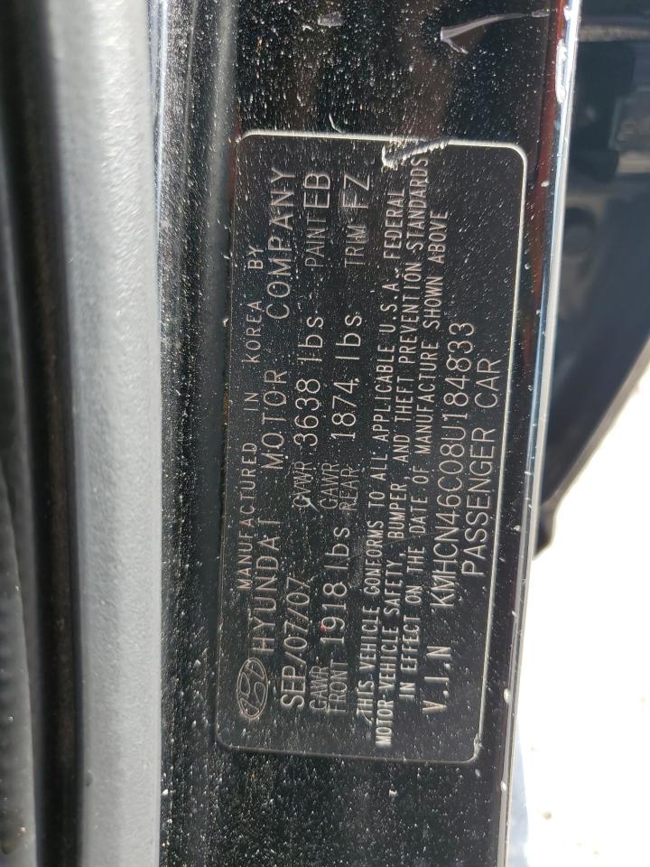 2008 Hyundai Accent VIN KMHCN46C08U184833 Copart auction photo, rear end damage thumbnail 14