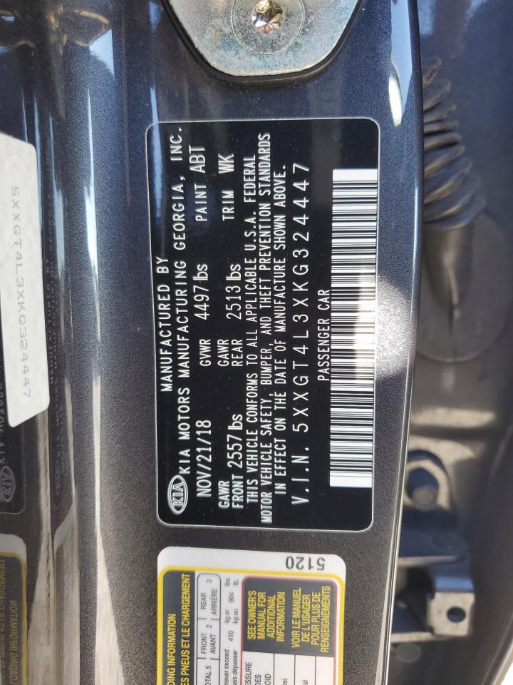 2019 KIA Optima VIN 5XXGT4L3XKG324447 Copart auction photo, front end damage thumbnail 14