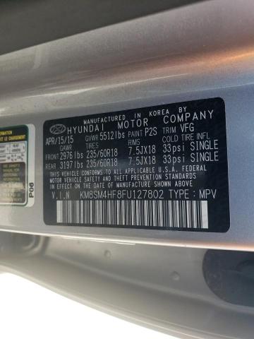 2015 Hyundai Santa Fe VIN KM8SM4HF8FU127802 Copart auction photo, side damage thumbnail 13