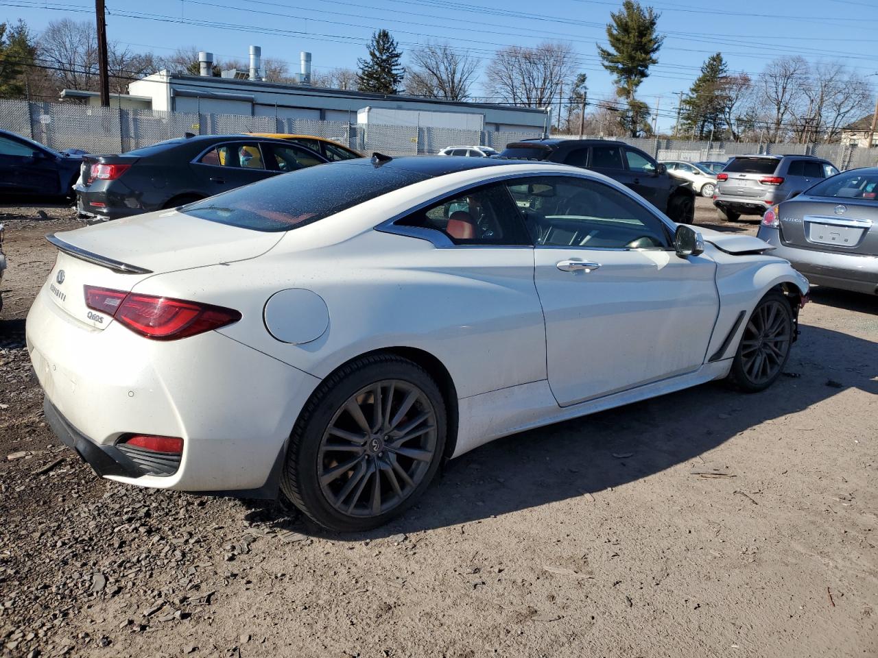 2018 Infiniti Q60 VIN JN1FV7EL7JM630411 Copart auction photo, front end / side damage thumbnail 3