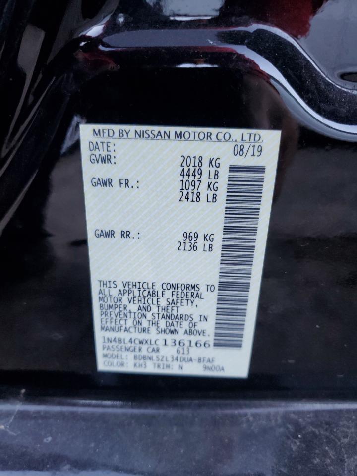 2020 Nissan Altima VIN 1N4BL4CWXLC136166 Copart auction photo, all over damage thumbnail 12