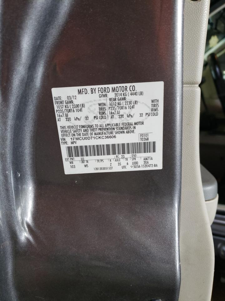 2012 Ford Escape VIN 1FMCU0D71CKC36606 Copart auction photo, front end damage thumbnail 15