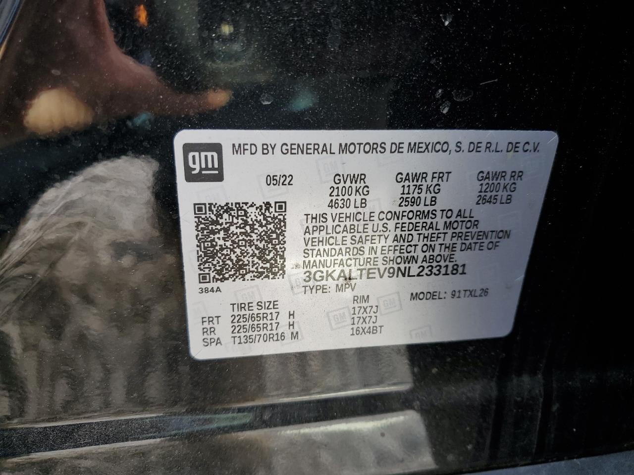 2022 GMC Terrain VIN 3GKALTEV9NL233181 Copart auction photo, rear end damage thumbnail 13