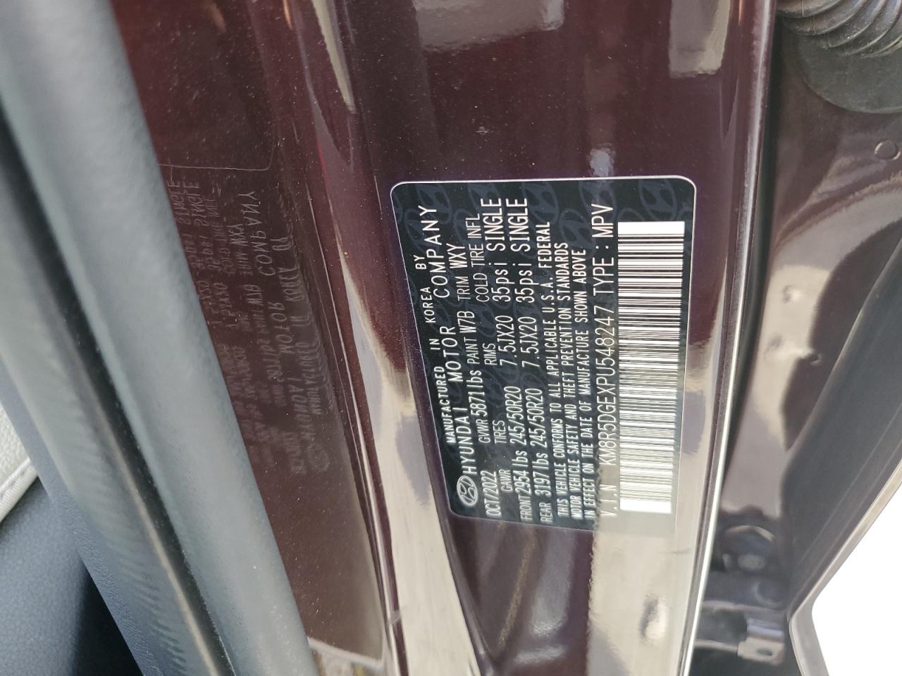 2023 Hyundai Palisade VIN KM8R5DGEXPU548247 Copart auction photo, rear end damage thumbnail 12