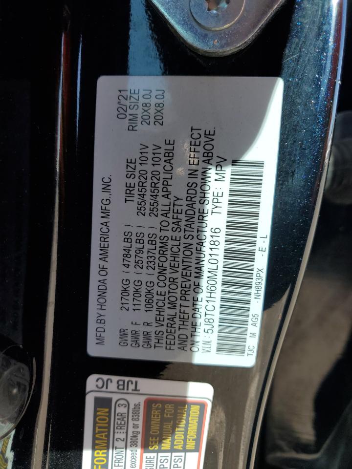 2021 Acura RDX VIN 5J8TC1H60ML011816 Copart auction photo, front end / rear end damage thumbnail 15