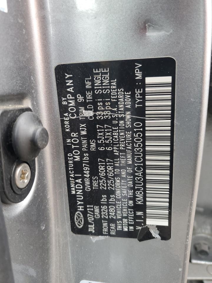 2012 Hyundai Tucson VIN KM8JU3AC1CU350510 Copart auction photo, front end damage thumbnail 13