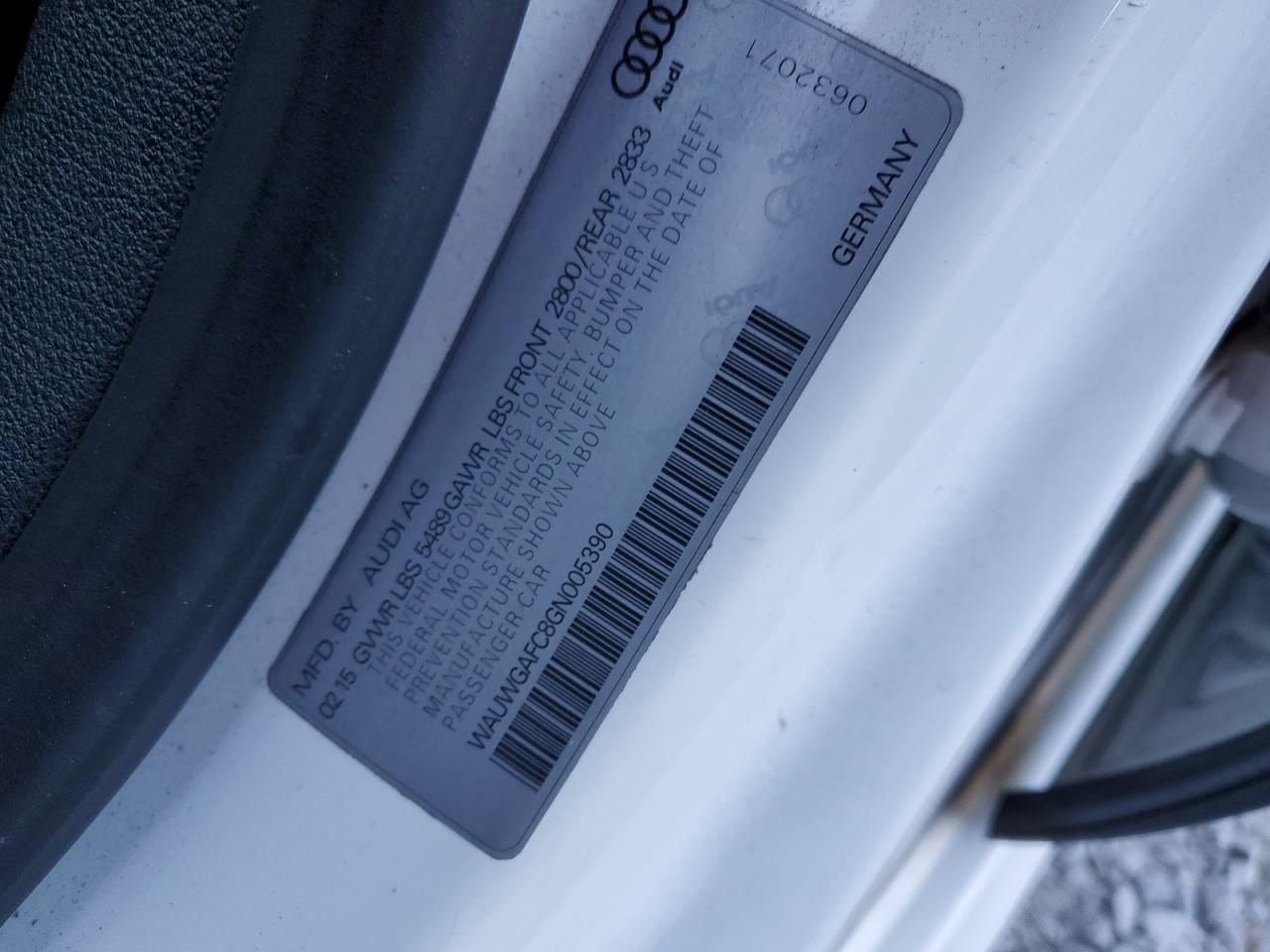 2016 Audi A7 VIN WAUWGAFC8GN005390 Copart auction photo, unknown damage thumbnail 12