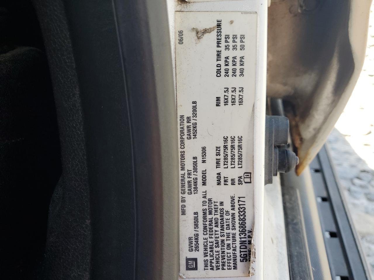2006 Hummer H3 VIN 5GTDN136868333171 Copart auction photo, mechanical / minor dent/scratches damage thumbnail 13
