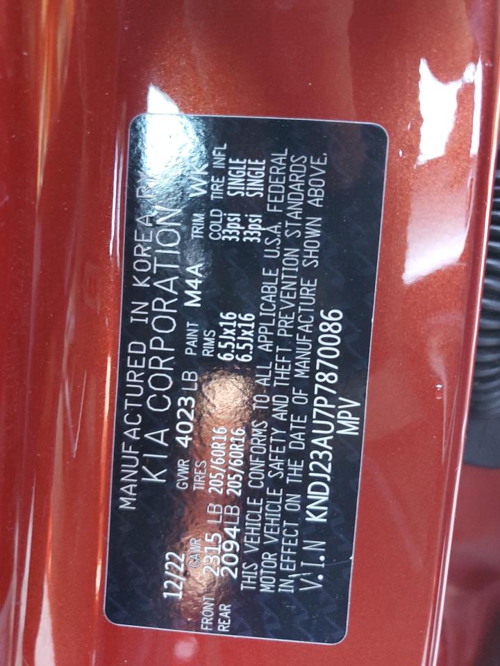2023 KIA Soul VIN KNDJ23AU7P7870086 Copart auction photo, rear end / side damage thumbnail 14