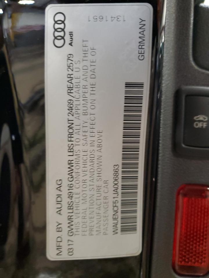 2018 Audi A5 VIN WAUENCF51JA006863 Copart auction photo, front end / top/roof damage thumbnail 12