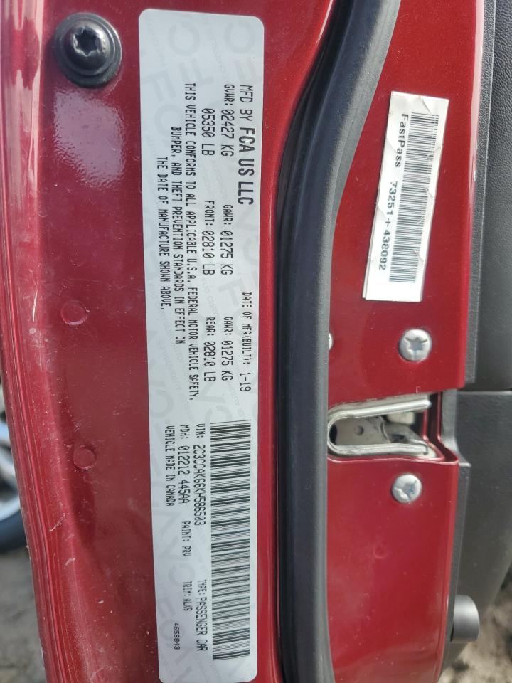 2019 Chrysler 300 VIN 2C3CCAKG6KH586503 Copart auction photo, vandalism / all over damage thumbnail 13