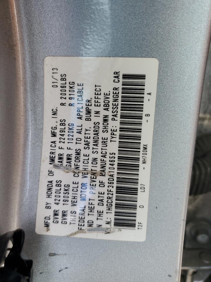 2013 Honda Accord VIN 1HGCR2F36DA104655 Copart auction photo, front end damage thumbnail 15